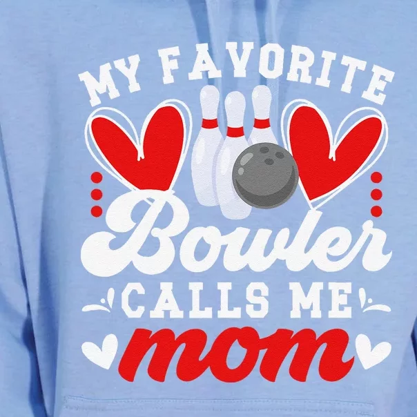 My Favorite Bowler Calls Me Mom Of A Bowler Mama Bowling Mom Unisex Surf Hoodie