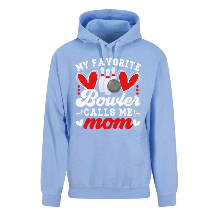 My Favorite Bowler Calls Me Mom Of A Bowler Mama Bowling Mom Unisex Surf Hoodie