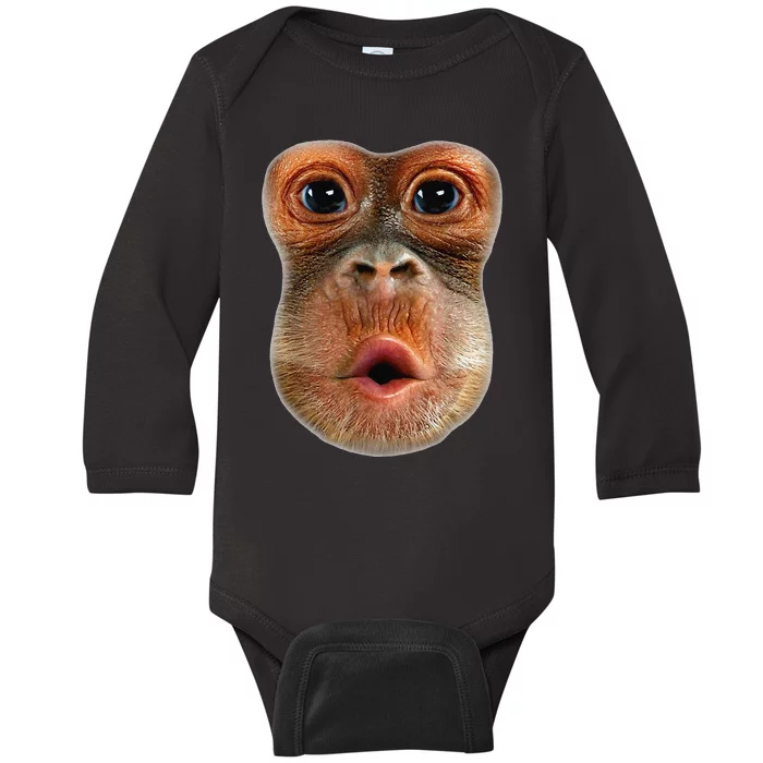 Monkey Face Breath Funny Baby Long Sleeve Bodysuit