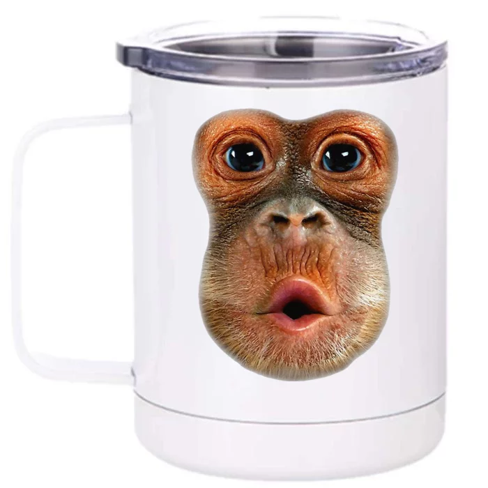 Monkey Face Breath Funny Front & Back 12oz Stainless Steel Tumbler Cup