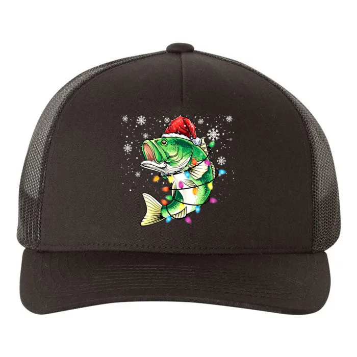 Merry Fishmas Bass Fish Fishing Christmas Ugly Sweater Xmas Yupoong Adult 5-Panel Trucker Hat