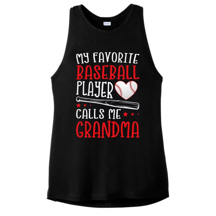 My Favorite Baseball Player Calls Me Grandma Baseball Ladies Tri-Blend Wicking Tank