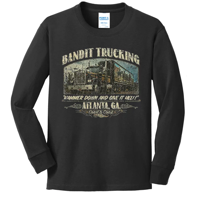 Men Funny Bandit Trucking 1977 Family Distressed Kids Long Sleeve Shirt