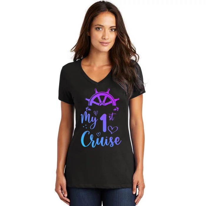 My First Cruise Men Women And Funny Cruise Women's V-Neck T-Shirt