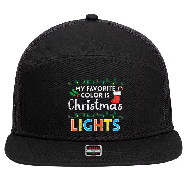 My Favorite Color Is Christmas Lights Xmas  Wo Kid 7 Panel Mesh Trucker Snapback Hat