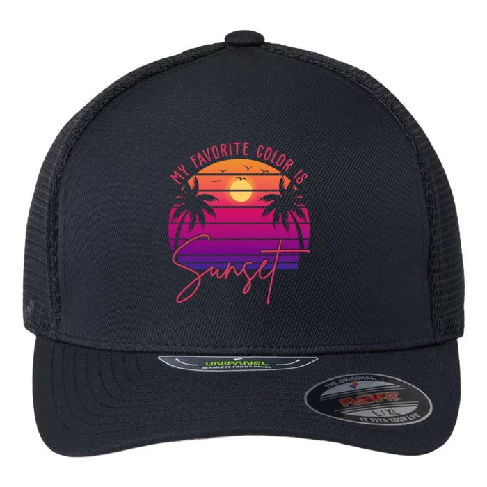 My Favorite Color Is Sunset Summer Retro Flexfit Unipanel Trucker Cap