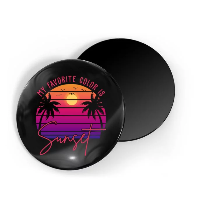 My Favorite Color Is Sunset Summer Retro Magnet