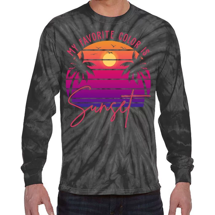 My Favorite Color Is Sunset Summer Retro Tie-Dye Long Sleeve Shirt