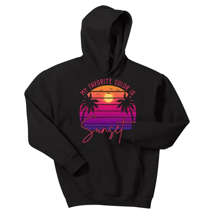 My Favorite Color Is Sunset Summer Retro Kids Hoodie