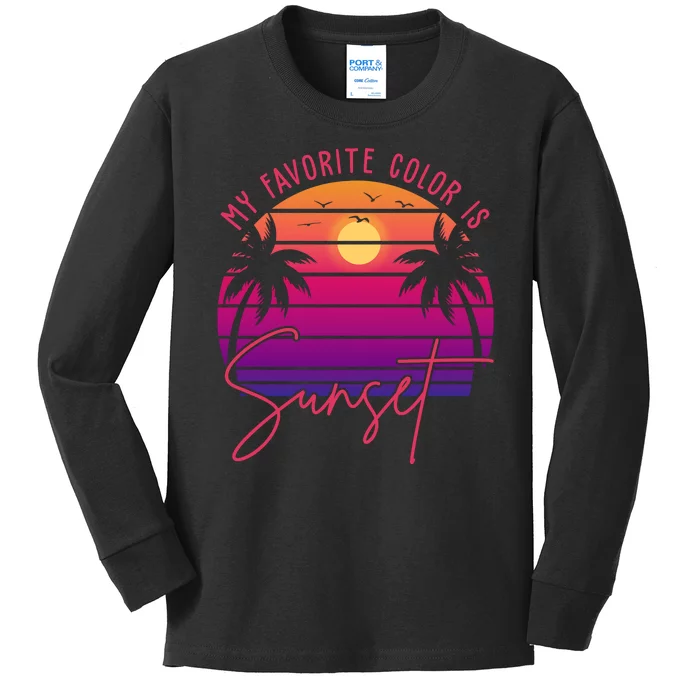 My Favorite Color Is Sunset Summer Retro Kids Long Sleeve Shirt