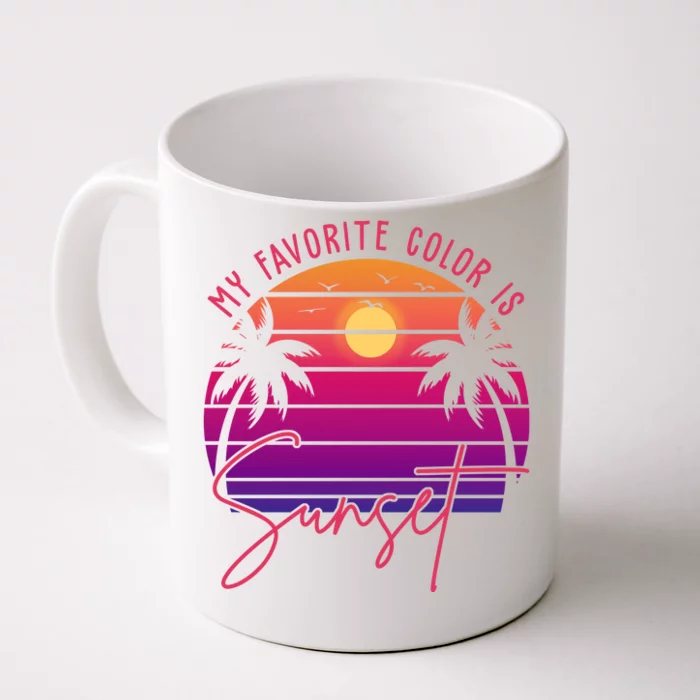 My Favorite Color Is Sunset Summer Retro Front & Back Coffee Mug