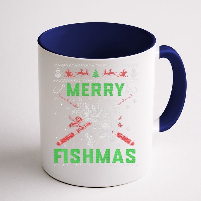 Merry Fishmas Christmas Sweater Fishers Front & Back Coffee Mug