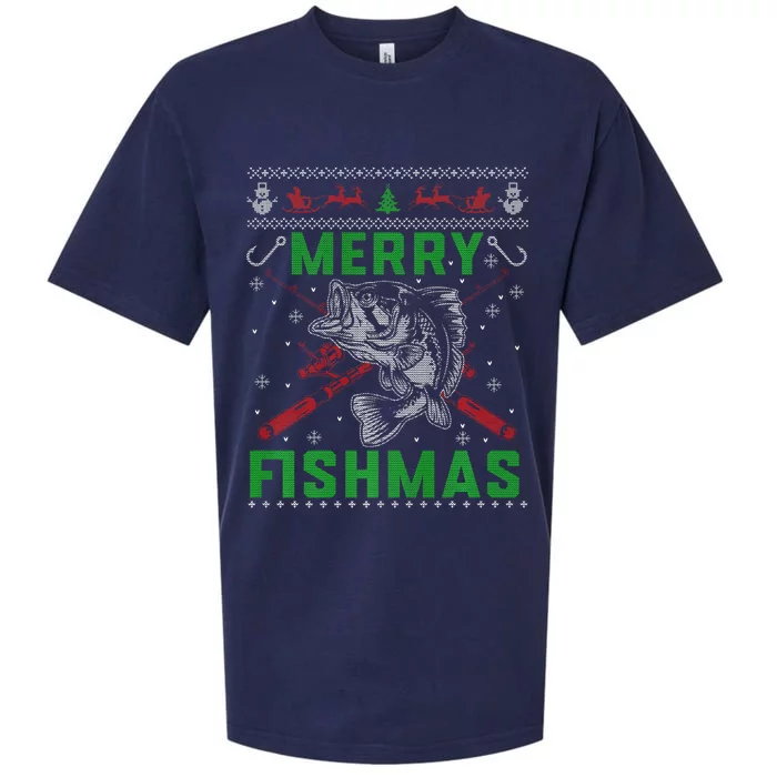 Merry Fishmas Christmas Sweater Fishers Sueded Cloud Jersey T-Shirt