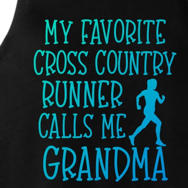 My Favorite Cross Country Runner Calls Me Grandma Grandson Gift Ladies Tri-Blend Wicking Tank