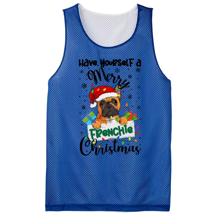 Merry Frenchie Christmas French Bulldog Xmas Party Gift Mesh Reversible Basketball Jersey Tank