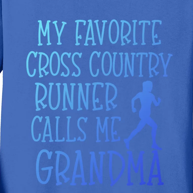 My Favorite Cross Country Runner Calls Me Grandma Grandson Gift Kids Long Sleeve Shirt