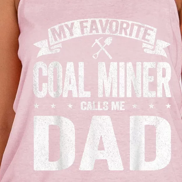 My Favorite Coal Miner Calls Me Dad Fathers Day Retro Women's Knotted Racerback Tank