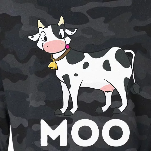 Moo Funny Cow Lover Famer Cattle Ranch Dairy Farming Cropped Pullover Crew