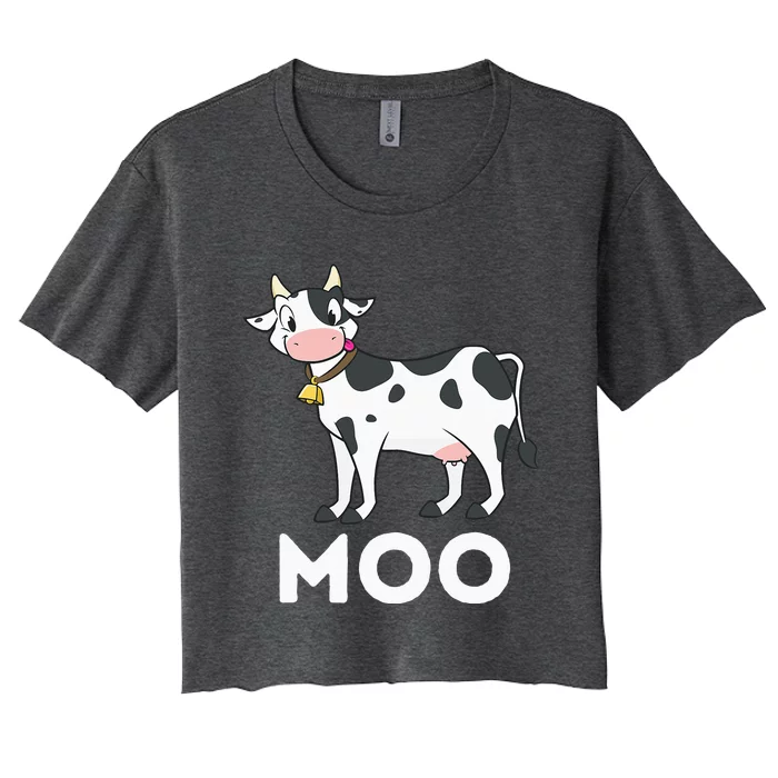 Moo Funny Cow Lover Famer Cattle Ranch Dairy Farming Women's Crop Top Tee