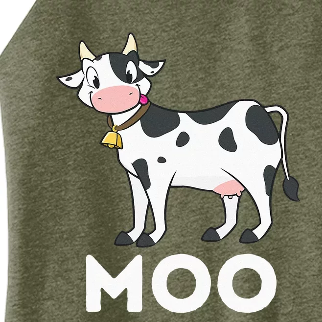 Moo Funny Cow Lover Famer Cattle Ranch Dairy Farming Women’s Perfect Tri Rocker Tank