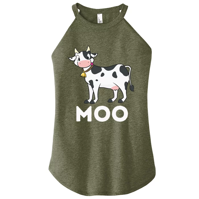 Moo Funny Cow Lover Famer Cattle Ranch Dairy Farming Women’s Perfect Tri Rocker Tank