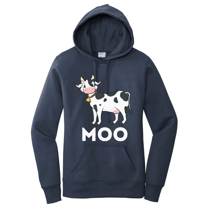 Moo Funny Cow Lover Famer Cattle Ranch Dairy Farming Women's Pullover Hoodie