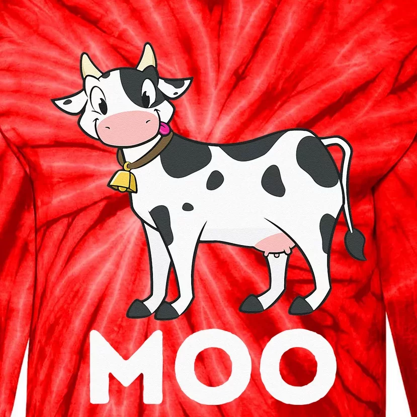 Moo Funny Cow Lover Famer Cattle Ranch Dairy Farming Tie-Dye Long Sleeve Shirt