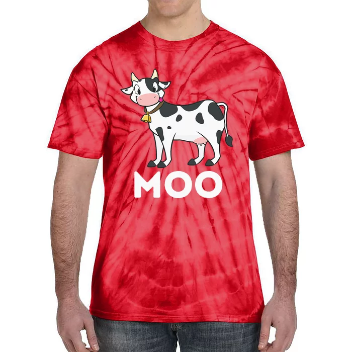 Moo Funny Cow Lover Famer Cattle Ranch Dairy Farming Tie-Dye T-Shirt