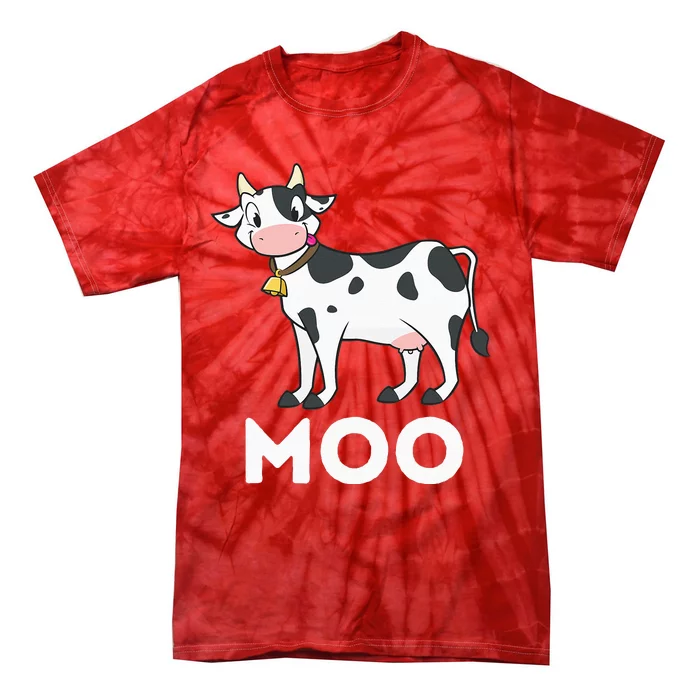 Moo Funny Cow Lover Famer Cattle Ranch Dairy Farming Tie-Dye T-Shirt