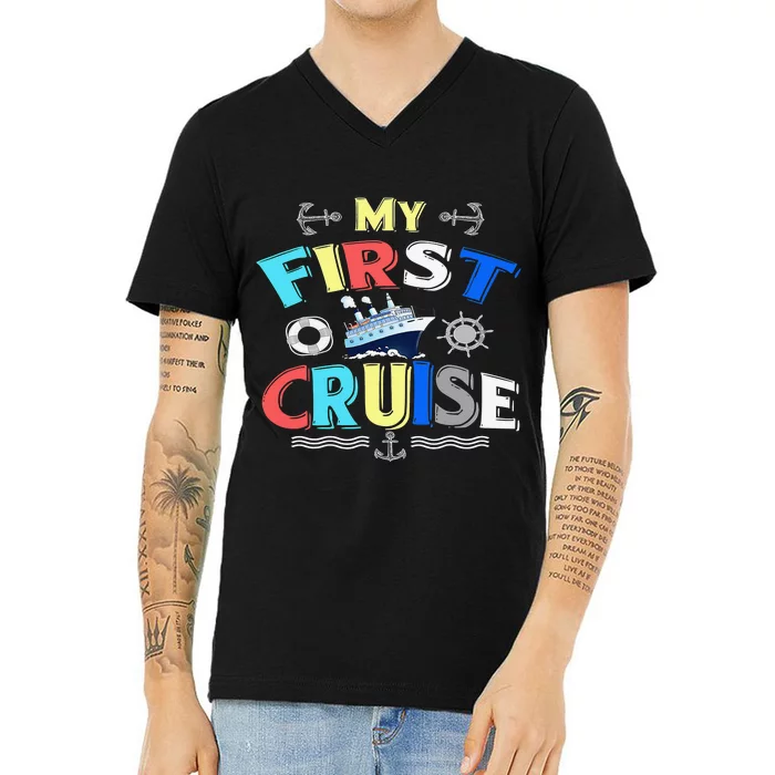 My First Cruise  Girls Boys Cruising and Sailing V-Neck T-Shirt