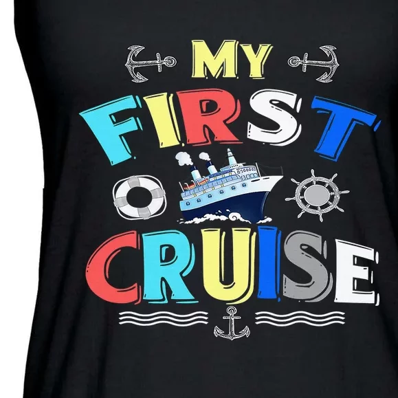 My First Cruise  Girls Boys Cruising and Sailing Ladies Essential Flowy Tank