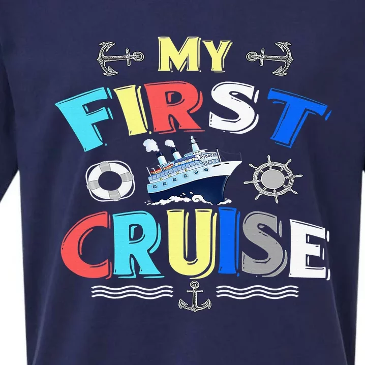 My First Cruise  Girls Boys Cruising and Sailing Sueded Cloud Jersey T-Shirt