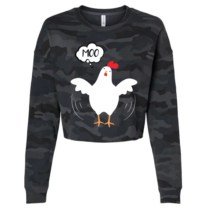 MOO Funny Cow Chicken Funny Cropped Pullover Crew