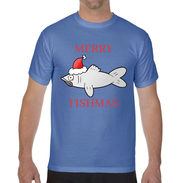 Merry Fishmas Christmas Fish Wearing A Santa Hat Cute Gift Comfort Colors T-Shirt