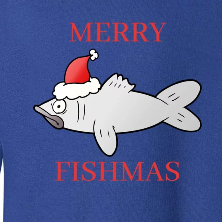 Merry Fishmas Christmas Fish Wearing A Santa Hat Cute Gift Toddler Sweatshirt