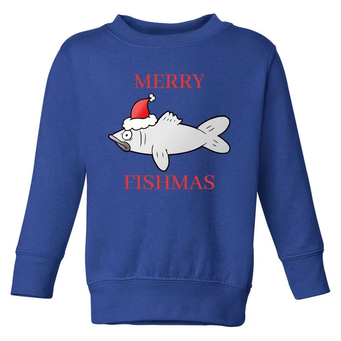 Merry Fishmas Christmas Fish Wearing A Santa Hat Cute Gift Toddler Sweatshirt