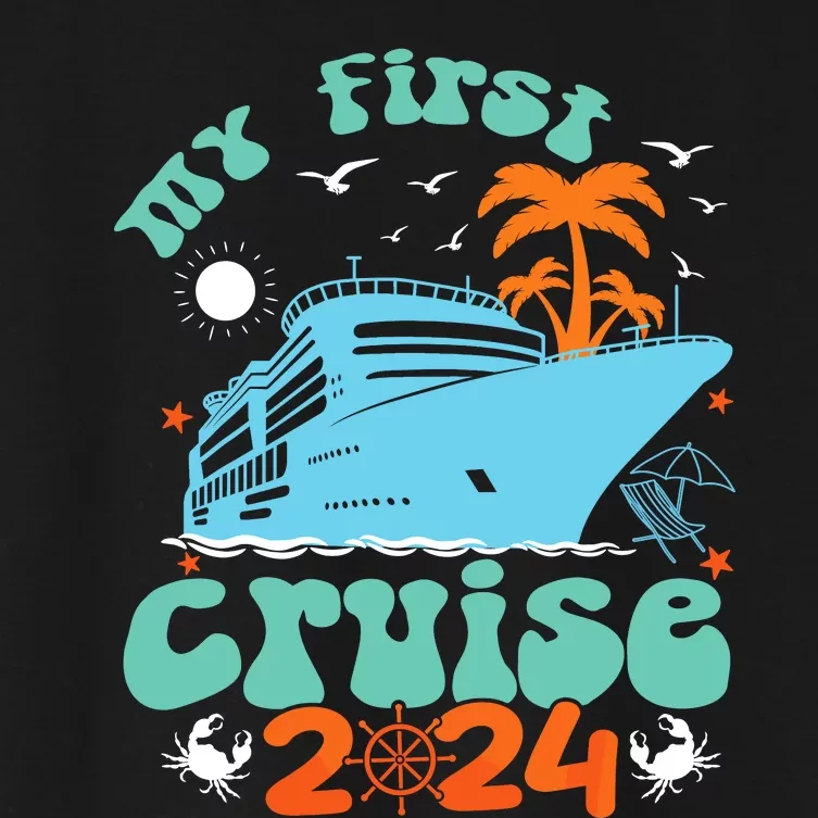 My First Cruise 2024 Family Vacation Cruise Ship Travel 2024 Women's Crop Top Tee