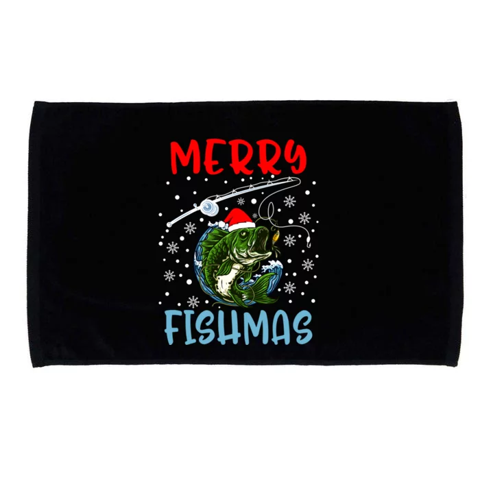 Merry Fishmas Christmas Fishing Holiday Meaningful Gift Microfiber Hand Towel