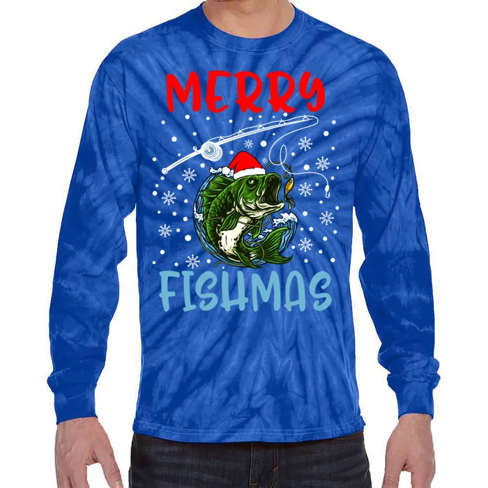 Merry Fishmas Christmas Fishing Holiday Meaningful Gift Tie-Dye Long Sleeve Shirt