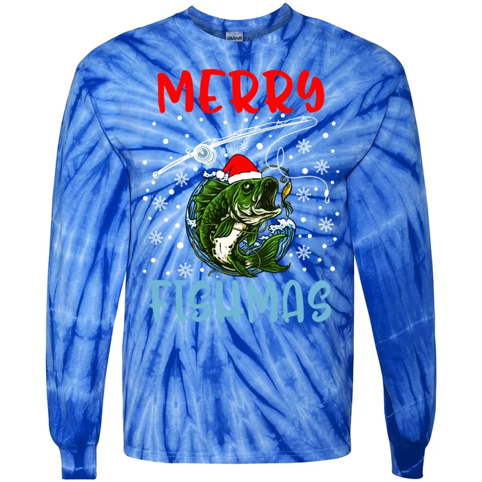 Merry Fishmas Christmas Fishing Holiday Meaningful Gift Tie-Dye Long Sleeve Shirt