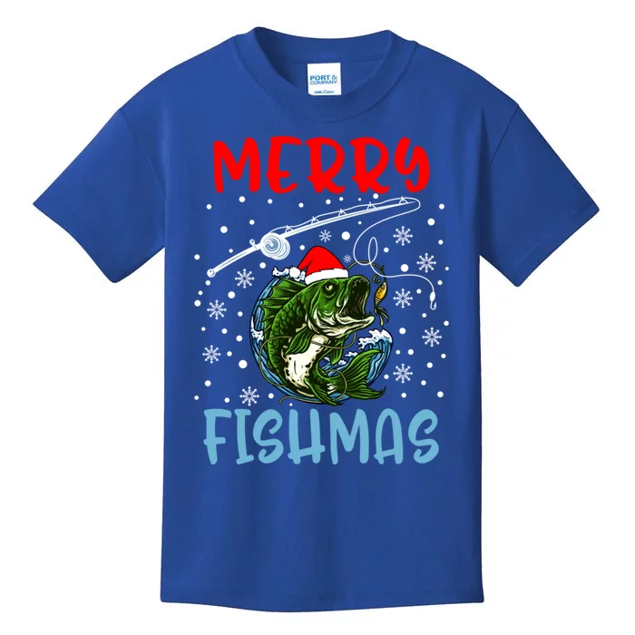 Merry Fishmas Christmas Fishing Holiday Meaningful Gift Kids T-Shirt