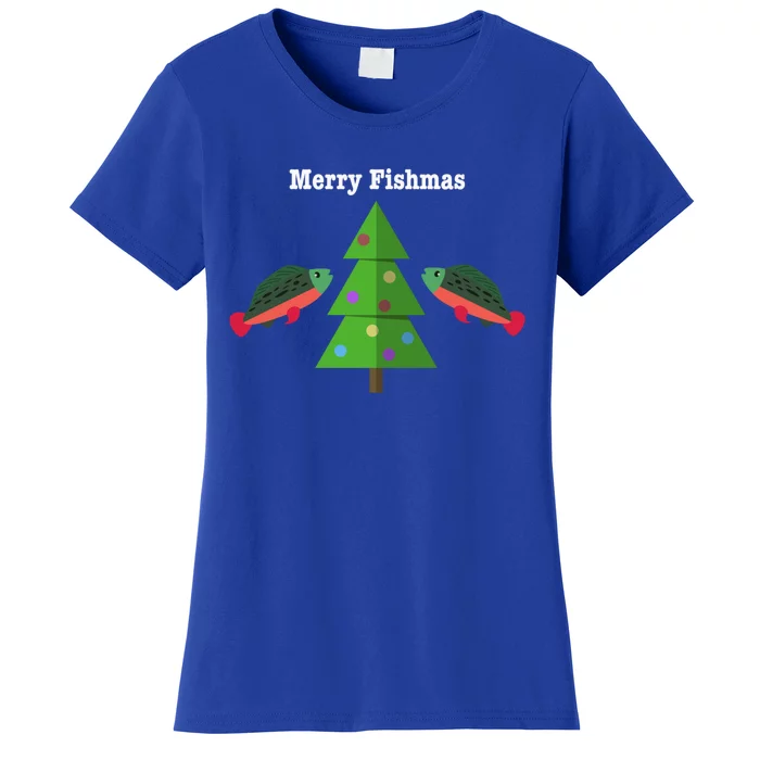 Merry Fishmas Christmas For Fisher And Fishing Funny Cute Gift Women's T-Shirt