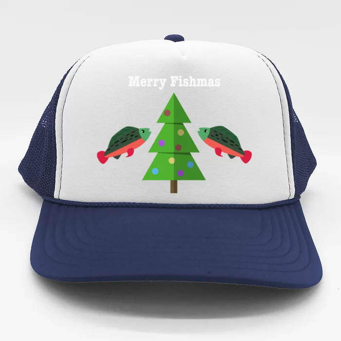 Merry Fishmas Christmas For Fisher And Fishing Funny Cute Gift Trucker Hat