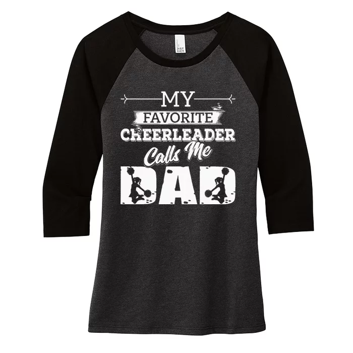 My Favorite Cheerleader Calls Me Dad Cheer Fathers Day Women's Tri-Blend 3/4-Sleeve Raglan Shirt