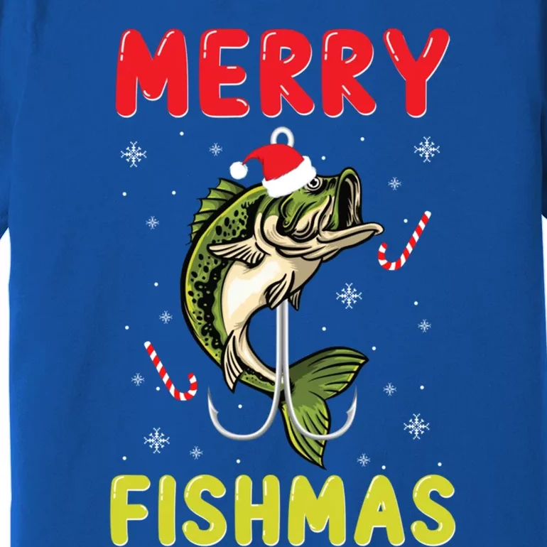 Merry Fishmas Christmas Funny Fishing Fish Santa Snow Meaningful Gift Premium T-Shirt