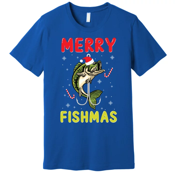 Merry Fishmas Christmas Funny Fishing Fish Santa Snow Meaningful Gift Premium T-Shirt