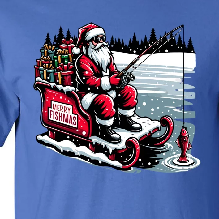 Merry Fishmas Christmas Funny Fishing Cool Gift Tall T-Shirt