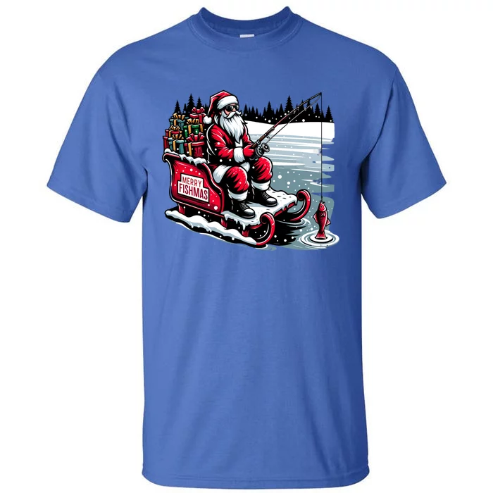 Merry Fishmas Christmas Funny Fishing Cool Gift Tall T-Shirt