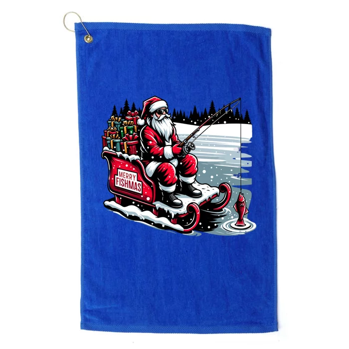 Merry Fishmas Christmas Funny Fishing Cool Gift Platinum Collection Golf Towel