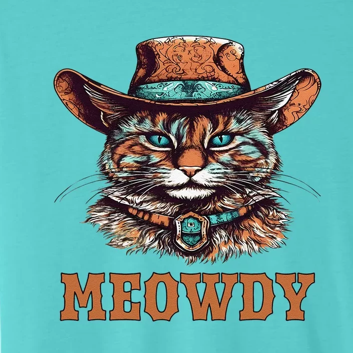 Meowdy Funny Cat Graphic Western Cowboy Cat Meow Howdy ChromaSoft Performance T-Shirt